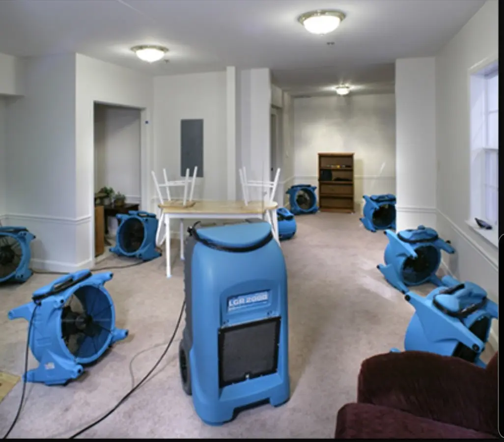 Air movers and dehumidifier setup for Water Extraction & Removal in Ocoee